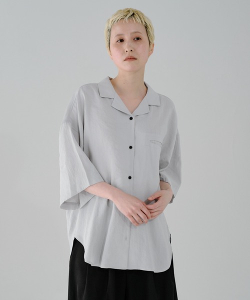 lit(リット)の「Pocket Open Collar Shirt(シャツ/ブラウス・レディース・アイボリー/ブラック/ライトブルーグレー・FREE)」の16枚目の写真