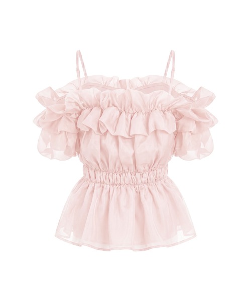 Rose Muse(ロゼミューズ)の「Sheer gather off shoulder tops(その他トップス・レディース・オフホワイト/ピンク・FREE)」の8枚目の写真
