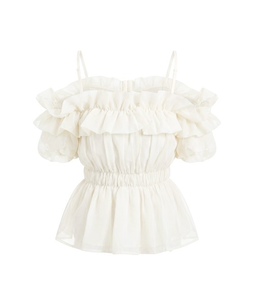 Rose Muse(ロゼミューズ)の「Sheer gather off shoulder tops(その他トップス・レディース・オフホワイト/ピンク・FREE)」の11枚目の写真