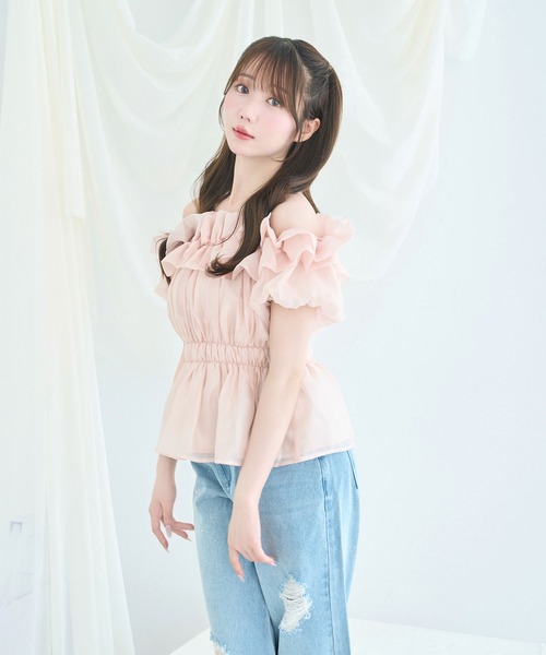 Sheer gather off shoulder tops（その他トップス）｜Rose Muse（ロゼ