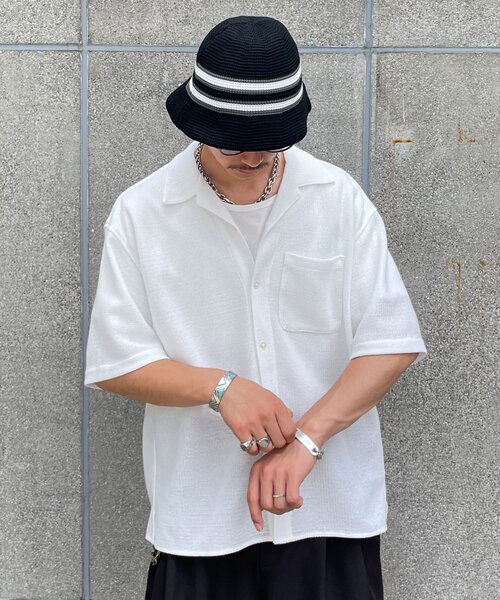 CIAOPANIC（チャオパニック）の「ハーフスリーブメッシュシャツ（シャツ/ブラウス・メンズ・ブラック/ホワイト・MEDIUM/LARGE）」の4枚目の写真