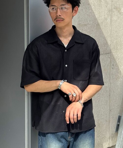 CIAOPANIC（チャオパニック）の「ハーフスリーブメッシュシャツ（シャツ/ブラウス・メンズ・ブラック/ホワイト・MEDIUM/LARGE）」の10枚目の写真