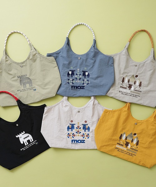 moz(モズ)】軽量 収納力 しっかり お買い物 にも 刺繍 マルシェバッグ