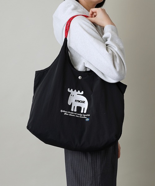 moz(モズ)の「【moz(モズ)】軽量 収納力 しっかり お買い物 にも 刺繍 マルシェバッグ ZUPS-01(ショルダーバッグ・レディース・マスタード/ブラック/ライトグリーン/グレイッシュブルー/ライトグレー/ホワイト・ONE SIZE)」の2枚目の写真