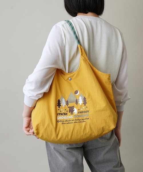 moz(モズ)の「【moz(モズ)】軽量 収納力 しっかり お買い物 にも 刺繍 マルシェバッグ ZUPS-01(ショルダーバッグ・レディース・マスタード/ブラック/ライトグリーン/グレイッシュブルー/ライトグレー/ホワイト・ONE SIZE)」の12枚目の写真