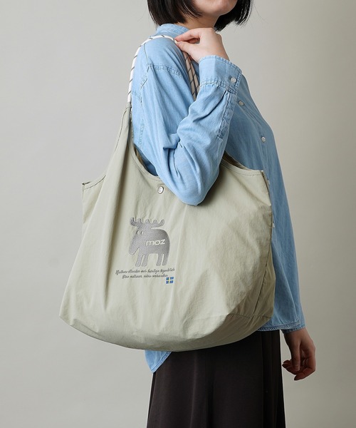 moz(モズ)の「【moz(モズ)】軽量 収納力 しっかり お買い物 にも 刺繍 マルシェバッグ ZUPS-01(ショルダーバッグ・レディース・マスタード/ブラック/ライトグリーン/グレイッシュブルー/ライトグレー/ホワイト・ONE SIZE)」の16枚目の写真