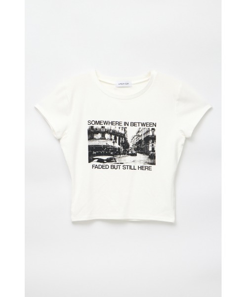 LAGUA GEM(ラグアジェム)の「PHOTO PRINT CUT Tシャツ(Tシャツ/カットソー・レディース・イエロー/ホワイト/杢グレー・FREE)」の1枚目の写真
