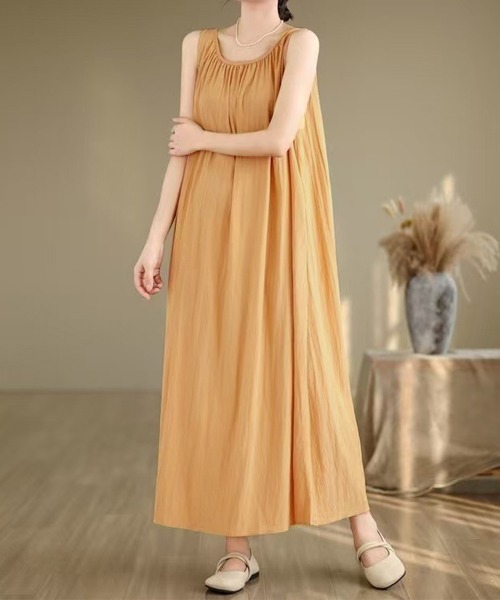 Miniministore(ミニミニストア)の「ロングワンピース リネン風Aラインワンピ(ワンピース・レディース・ブルーグリーン/パープル/ブラック/イエロー・FREE)」の19枚目の写真