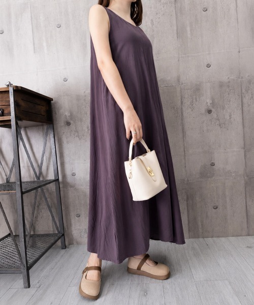 Miniministore(ミニミニストア)の「ロングワンピース リネン風Aラインワンピ(ワンピース・レディース・ブルーグリーン/パープル/ブラック/イエロー・FREE)」の12枚目の写真
