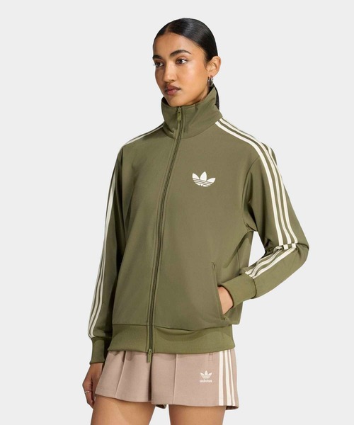 adidas(アディダス)の「ファイヤーバード トラックトップ ルーズ / ジャージ / トラックジャケット / アディダスオリジナルス adidas Originals(ジャージ・レディース・カーキ・X-SMALL/LARGE/MEDIUM/SMALL/X-LARGE/XX-LARGE)」の1枚目の写真