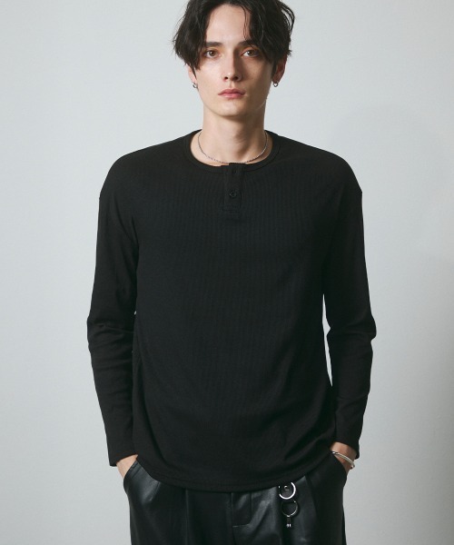 DAZE（デイズ）の「サーマル ヘンリーネック ロングスリーブTシャツ（Tシャツ/カットソー・メンズ・グレー/ブラック・SMALL/MEDIUM/LARGE/X-LARGE）」の12枚目の写真