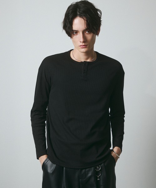 DAZE（デイズ）の「サーマル ヘンリーネック ロングスリーブTシャツ（Tシャツ/カットソー・メンズ・グレー/ブラック・SMALL/MEDIUM/LARGE/X-LARGE）」の13枚目の写真