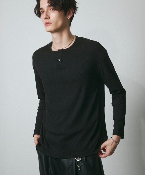 DAZE（デイズ）の「サーマル ヘンリーネック ロングスリーブTシャツ（Tシャツ/カットソー・メンズ・グレー/ブラック・SMALL/MEDIUM/LARGE/X-LARGE）」の16枚目の写真
