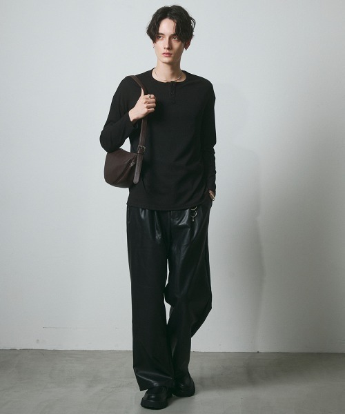 DAZE（デイズ）の「サーマル ヘンリーネック ロングスリーブTシャツ（Tシャツ/カットソー・メンズ・グレー/ブラック・SMALL/MEDIUM/LARGE/X-LARGE）」の8枚目の写真