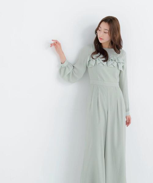 NATURAL BEAUTY BASIC(ナチュラルビューティーベーシック)の「ボリュームフリルオールインワン(サロペット/オーバーオール・レディース・ネイビー/ライトグリーン・フリ-)」の20枚目の写真