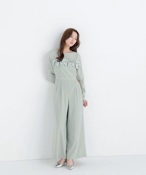 NATURAL BEAUTY BASIC(ナチュラルビューティーベーシック)の「ボリュームフリルオールインワン(サロペット/オーバーオール・レディース・ネイビー/ライトグリーン・フリ-)」の21枚目の写真