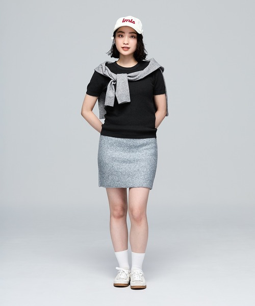 coca(coca)(コカ)の「\保温・洗濯OK!/リッチニット半袖クルーネックプルオーバー(ニット/セーター・レディース・グレー/ブラック・S/M/L)」の9枚目の写真