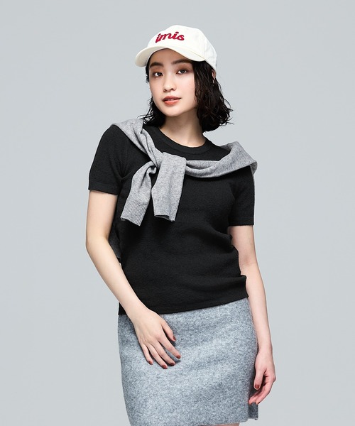 coca(coca)(コカ)の「\保温・洗濯OK!/リッチニット半袖クルーネックプルオーバー(ニット/セーター・レディース・グレー/ブラック・S/M/L)」の11枚目の写真