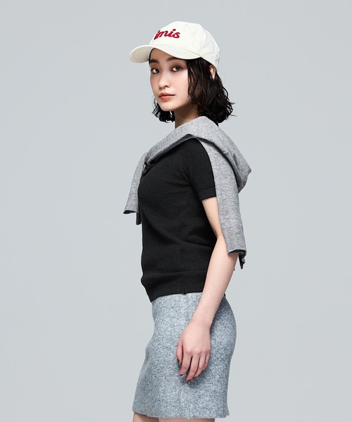 coca(coca)(コカ)の「\保温・洗濯OK!/リッチニット半袖クルーネックプルオーバー(ニット/セーター・レディース・グレー/ブラック・S/M/L)」の12枚目の写真