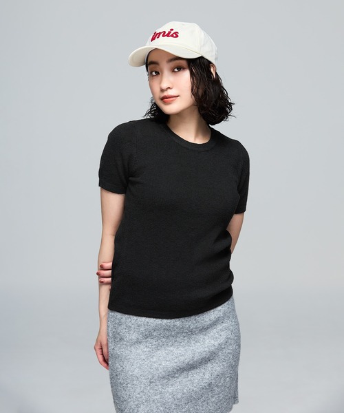 coca(coca)(コカ)の「\保温・洗濯OK!/リッチニット半袖クルーネックプルオーバー(ニット/セーター・レディース・グレー/ブラック・S/M/L)」の14枚目の写真