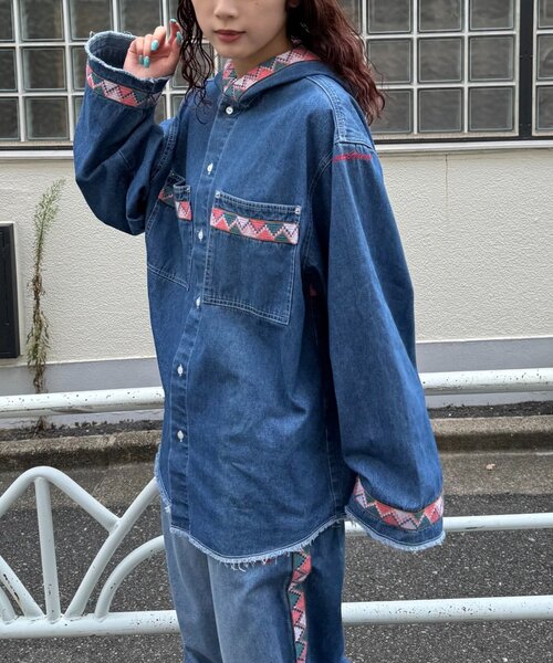 SOUNDSGOOOOD(サウンズグッド)の「【SOUNDS GOOOOD 】チロリアンテープデニムシャツ(シャツ/ブラウス・メンズ・ブラック/ブルー・ONE SIZE)」の7枚目の写真