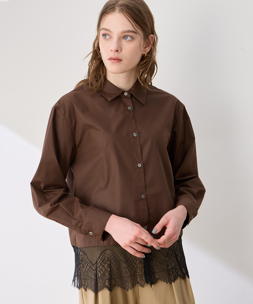 LE SOUK HOLIDAY(ルスークホリデー)の「レースレイヤードシャツ(シャツ/ブラウス・レディース・ネイビー/ブラック/ダークブラウン・M/L)」の7枚目の写真