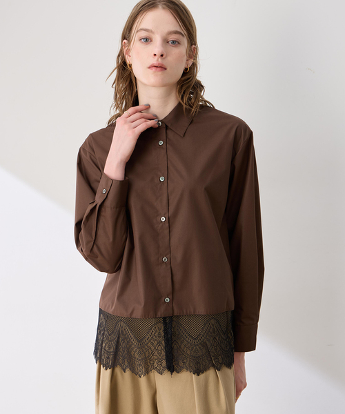 LE SOUK HOLIDAY(ルスークホリデー)の「レースレイヤードシャツ(シャツ/ブラウス・レディース・ネイビー/ブラック/ダークブラウン・M/L)」の8枚目の写真
