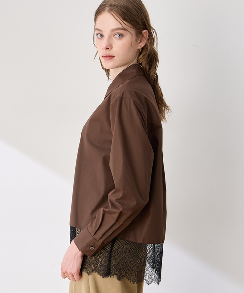 LE SOUK HOLIDAY(ルスークホリデー)の「レースレイヤードシャツ(シャツ/ブラウス・レディース・ネイビー/ブラック/ダークブラウン・M/L)」の9枚目の写真