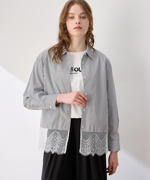 LE SOUK HOLIDAY(ルスークホリデー)の「レースレイヤードシャツ(シャツ/ブラウス・レディース・ネイビー/ブラック/ダークブラウン・M/L)」の15枚目の写真
