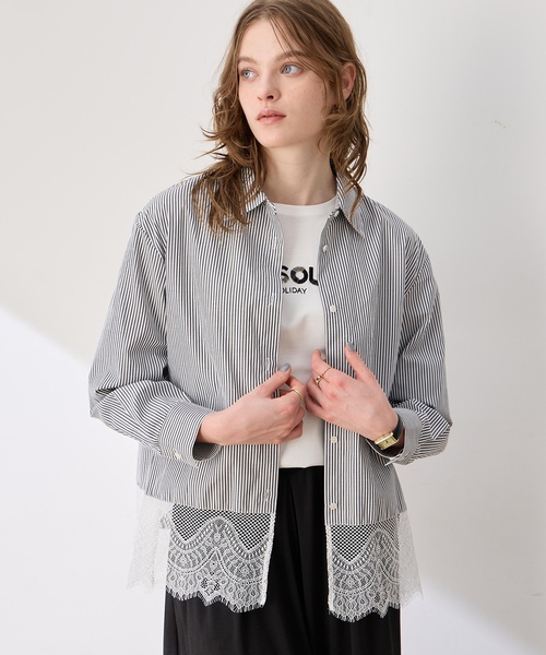 LE SOUK HOLIDAY(ルスークホリデー)の「レースレイヤードシャツ(シャツ/ブラウス・レディース・ネイビー/ブラック/ダークブラウン・M/L)」の16枚目の写真