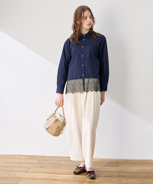 LE SOUK HOLIDAY(ルスークホリデー)の「レースレイヤードシャツ(シャツ/ブラウス・レディース・ネイビー/ブラック/ダークブラウン・M/L)」の21枚目の写真