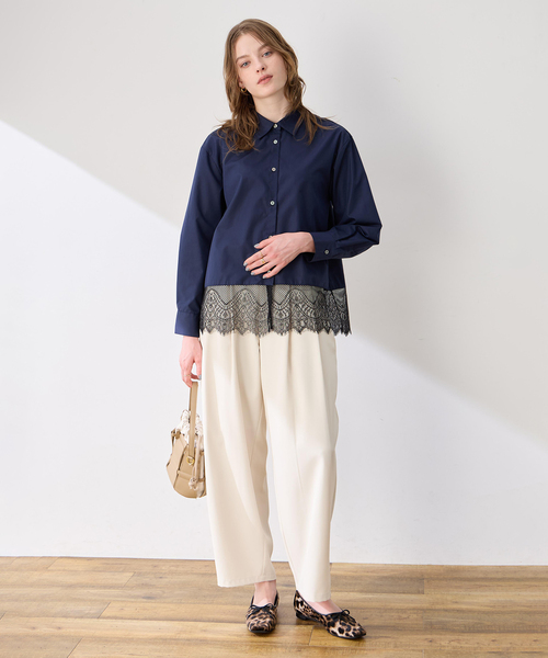 LE SOUK HOLIDAY(ルスークホリデー)の「レースレイヤードシャツ(シャツ/ブラウス・レディース・ネイビー/ブラック/ダークブラウン・M/L)」の22枚目の写真