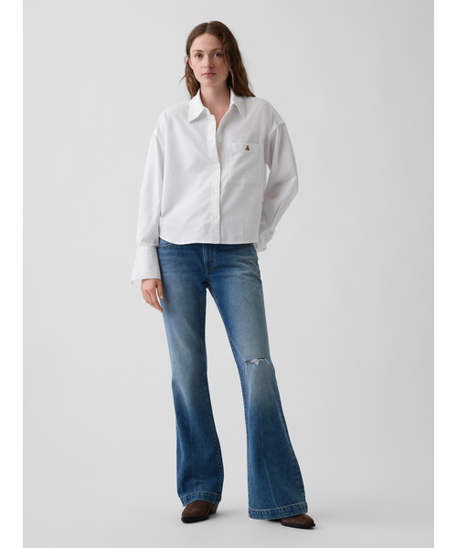 GAP(ギャップ)の「オーガニックコットン オーバーサイズ クロップド オックスフォードシャツ(シャツ/ブラウス・レディース・ピンク/ホワイト系その他2/ブルー・XS/S/M/XXS/L)」の13枚目の写真
