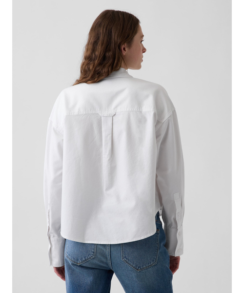 GAP(ギャップ)の「オーガニックコットン オーバーサイズ クロップド オックスフォードシャツ(シャツ/ブラウス・レディース・ピンク/ホワイト系その他2/ブルー・XS/S/M/XXS/L)」の12枚目の写真