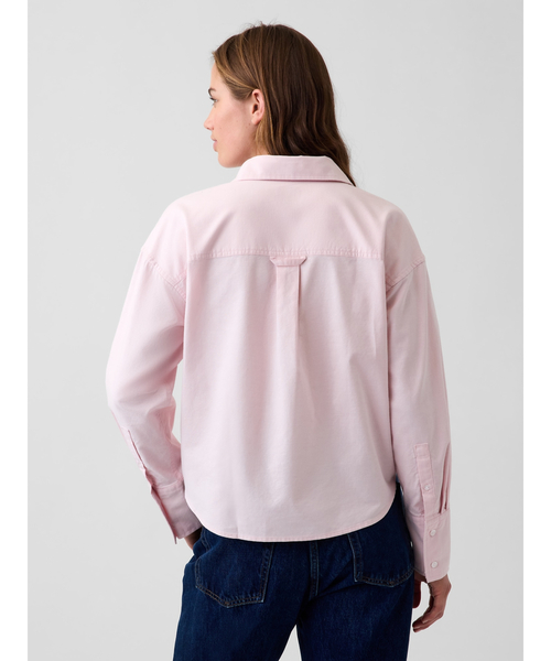 GAP(ギャップ)の「オーガニックコットン オーバーサイズ クロップド オックスフォードシャツ(シャツ/ブラウス・レディース・ピンク/ホワイト系その他2/ブルー・XS/S/M/XXS/L)」の14枚目の写真