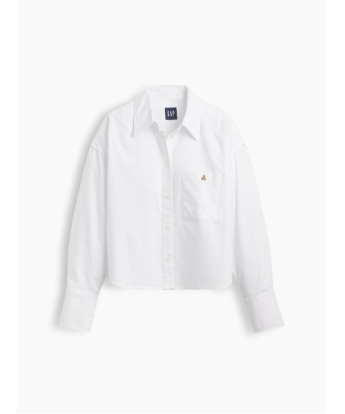 GAP(ギャップ)の「オーガニックコットン オーバーサイズ クロップド オックスフォードシャツ(シャツ/ブラウス・レディース・ピンク/ホワイト系その他2/ブルー・XS/S/M/XXS/L)」の5枚目の写真