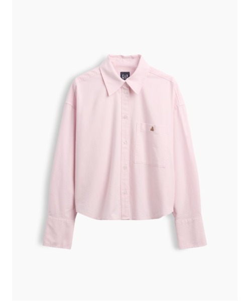 GAP(ギャップ)の「オーガニックコットン オーバーサイズ クロップド オックスフォードシャツ(シャツ/ブラウス・レディース・ピンク/ホワイト系その他2/ブルー・XS/S/M/XXS/L)」の7枚目の写真