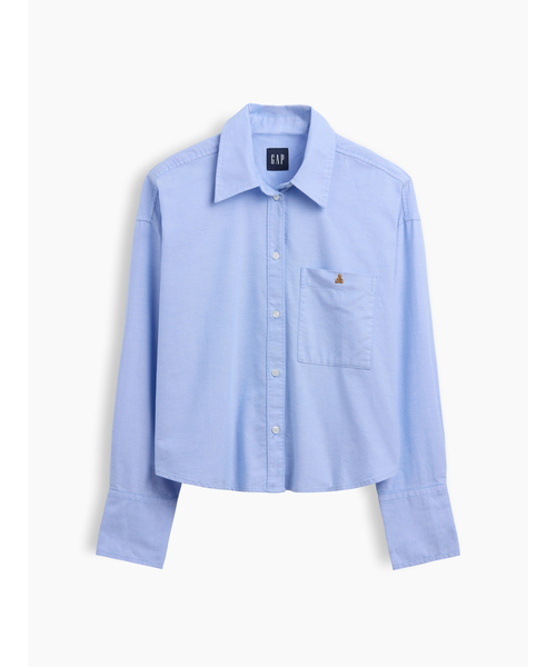 GAP(ギャップ)の「オーガニックコットン オーバーサイズ クロップド オックスフォードシャツ(シャツ/ブラウス・レディース・ピンク/ホワイト系その他2/ブルー・XS/S/M/XXS/L)」の11枚目の写真