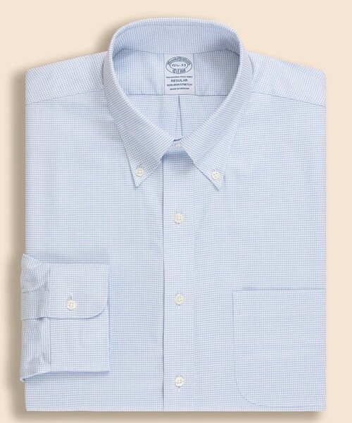 BROOKS BROTHERS(ブルックスブラザーズ)の「ストレッチドビー ミニウィンドウペイン ドレスシャツ Regular Fit(シャツ/ブラウス・メンズ・ブルー・14 1/2-31/14 1/2-32/15-31/15-32/15-33/15 1/2-31/15 1/2-32/15 1/2-33/16-31/16-32/16-33/16 1/2-32/16 1/2-33/16 1/2-34/17-32/17-33/17-34/17 1/2-34)」の1枚目の写真