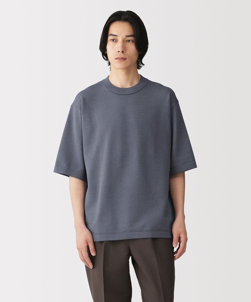 無印良品(ムジルシリョウヒン)の「紳士 乾きやすい洗えるニット五分袖Tシャツ(Tシャツ/カットソー・メンズ・ブルー系/ダークブラウン系/ブラック・XL)」の3枚目の写真