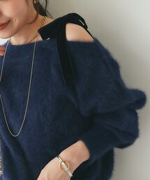 【最強愛されニット】へアリーウールカシミヤ混ワンショルリボンニット
