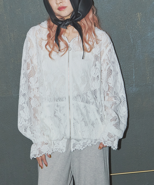 JOURNAL STANDARD(ジャーナルスタンダード)の「【SALLY VINTAGE × JOURNAL STANDARD】SALLY LACE FOODY(その他アウター・レディース・ブラック/ホワイト・FREE)」の2枚目の写真