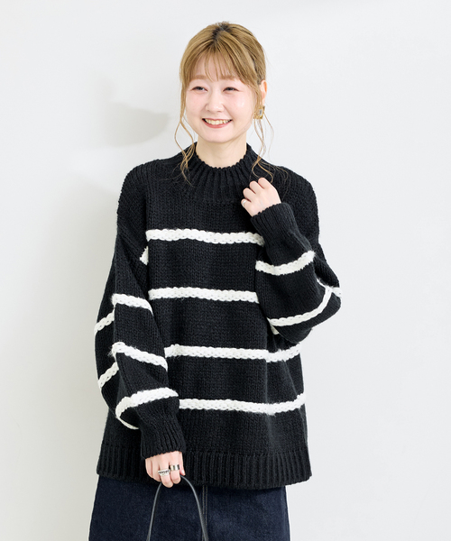 B.C STOCK（ベーセーストック）の「BORDERハイネックニット（ニット/セーター・レディース・ホワイト/ブラック・FREE）」の22枚目の写真
