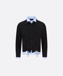 Fake Two Drawstring Shirt Jacket