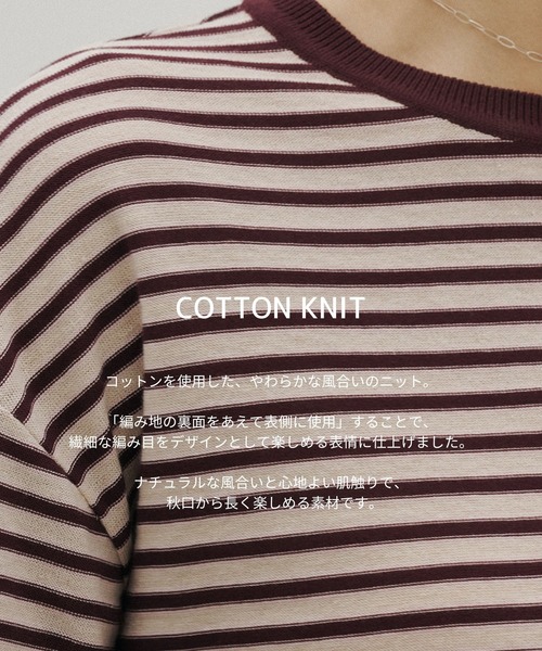 PUBLIC TOKYO(パブリックトウキョウ)の「【26年秋新作】ボーダークルーネックニットTEE/ボーダーロンT(Tシャツ/カットソー・レディース・グレー/レッド系その他・FREE)」の4枚目の写真