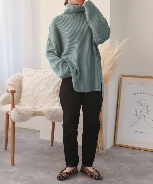 NYLAUS(ナイラス)の「【SG】タートルネック ニット プルオーバー(ニット/セーター・レディース・ベージュ/ブルー/ブラック/チャコールグレー・M)」の19枚目の写真