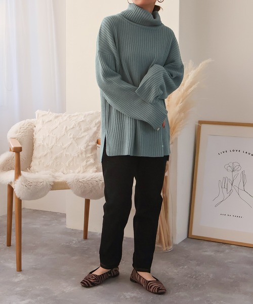 NYLAUS(ナイラス)の「【SG】タートルネック ニット プルオーバー(ニット/セーター・レディース・ベージュ/ブルー/ブラック/チャコールグレー・M)」の21枚目の写真
