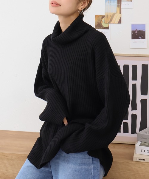 NYLAUS(ナイラス)の「【SG】タートルネック ニット プルオーバー(ニット/セーター・レディース・ベージュ/ブルー/ブラック/チャコールグレー・M)」の7枚目の写真
