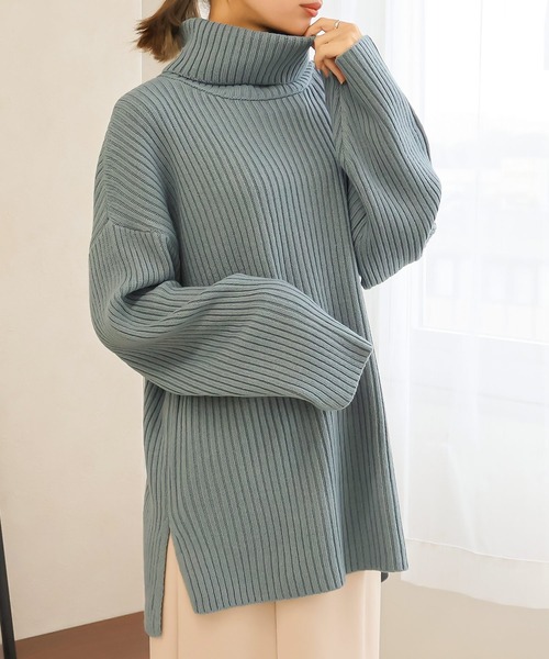 NYLAUS(ナイラス)の「【SG】タートルネック ニット プルオーバー(ニット/セーター・レディース・ベージュ/ブルー/ブラック/チャコールグレー・M)」の13枚目の写真
