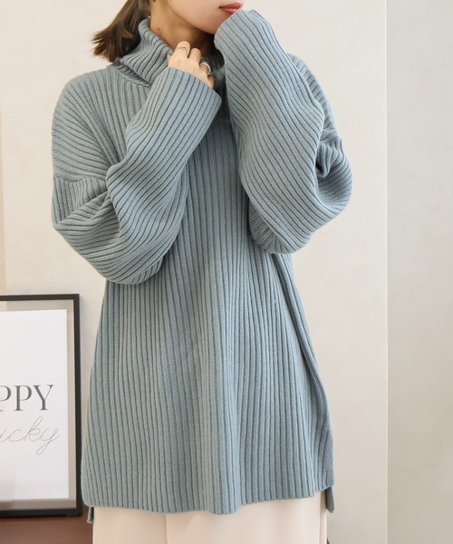 NYLAUS(ナイラス)の「【SG】タートルネック ニット プルオーバー(ニット/セーター・レディース・ベージュ/ブルー/ブラック/チャコールグレー・M)」の14枚目の写真
